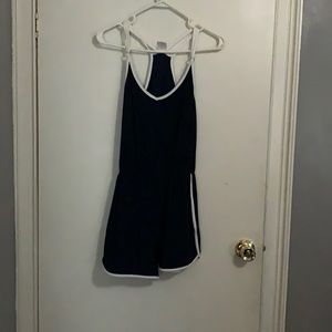 Navy blue and white romper
